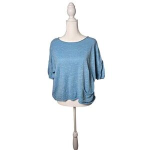 EILEEN FISHER Petite Organic Linen And Cotton Scoop Neck Short Sleeve